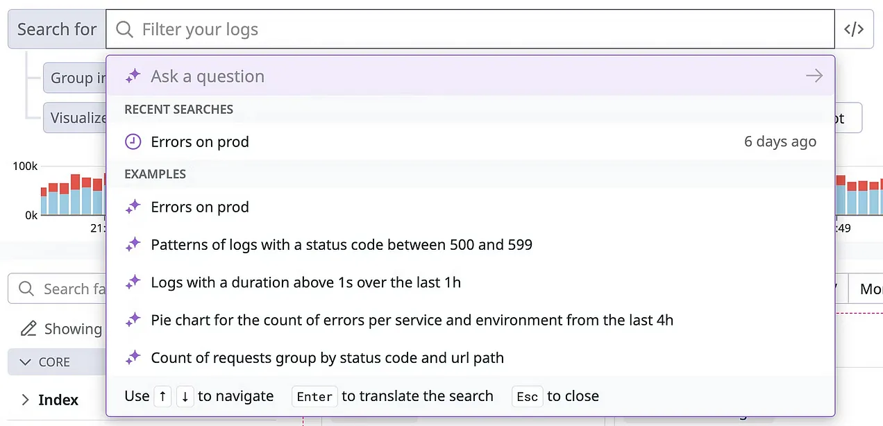 Bits AI — Natural Language Search Feature, from Datadog Docs